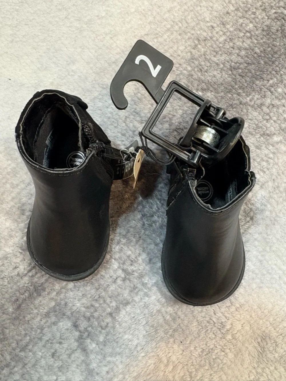 Wonder Nation NWT Baby Girl Black Faux Leather‎ Suede Ruffle Boots - Size 2